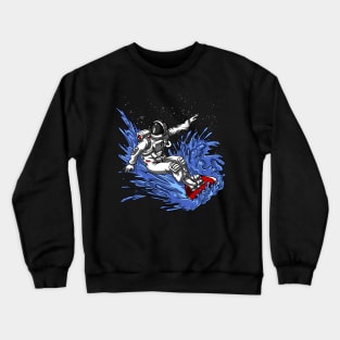 Space Astronaut Surfing Crewneck Sweatshirt